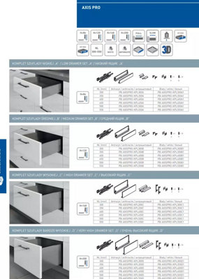 UltraSlim AXIS PRO Soft Close White Kitchen Drawer Box Sides Drawer Runners 86mm - Short 40cm - 8