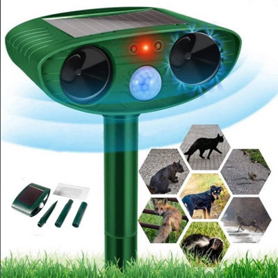 Ultrasonic Solar Cat Dog Repellent Fox Pest Scarer Deterrent Repeller ...