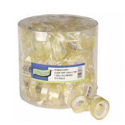 Ultratape Clear Mini Sellotape Roll Tub (75 Rolls) Clear (One Size)