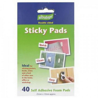 Ultratape Self Adhesive Sticky Pads (Pack of 40) White (One Size)