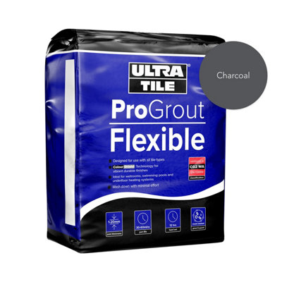 UltraTile ProGrout Flexible Waterproof All Purpose Tile Grout 3kg Charcoal Grey