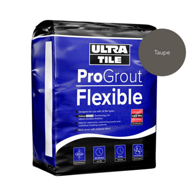 UltraTile ProGrout Flexible Waterproof All Purpose Tile Grout 3kg Taupe