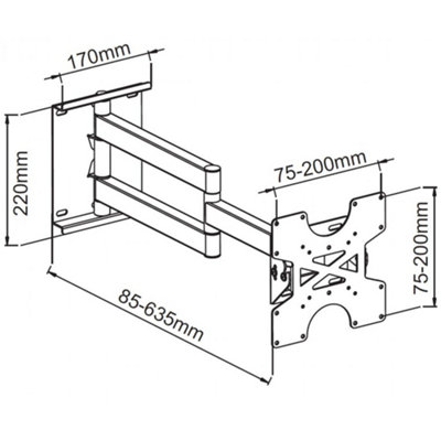 UM2703L Ultimate Mounts Swing Arm Wall Bracket for 16"-37" TVs - 3