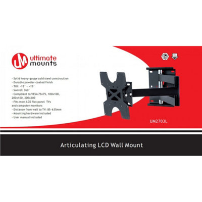 UM2703L Ultimate Mounts Swing Arm Wall Bracket for 16"-37" TVs - 4