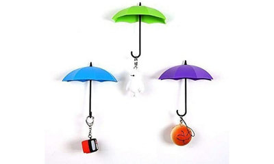 Umbrella Link Cute Small Sticky Hook -Free Door Key Rack 6 PCS