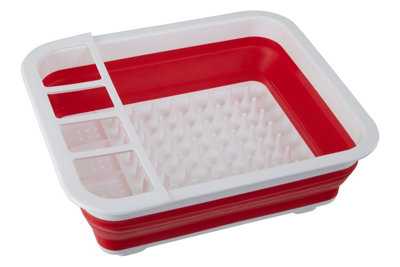 Umbria Red White Collapsible Dish Rack