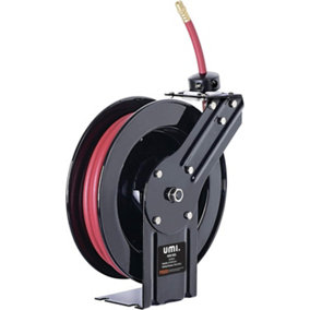 Umi. Air Hose Reel Retractable Premium Commercial SBR Hose Steel Construction Wall Mounting Heavy Duty GEUR015