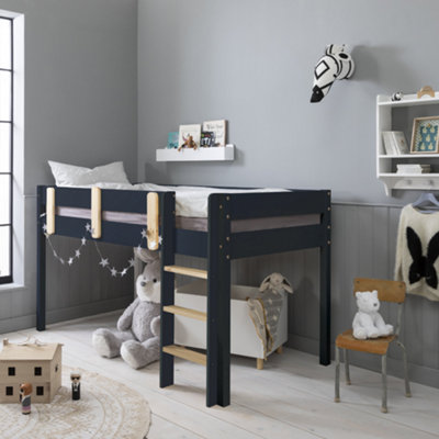 Una Midsleeper Kids Solid Wood Cabin Bed in Anthracite