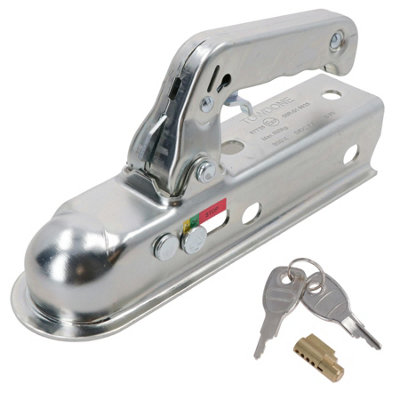 Unbraked Trailer Pressed Steel Hitch Coupling 50mm 800kg Max With Lock