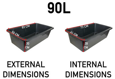 Unbranded 90 L Heavy-Duty PVC Mixing Tub, Durable Multiuse Construction ...