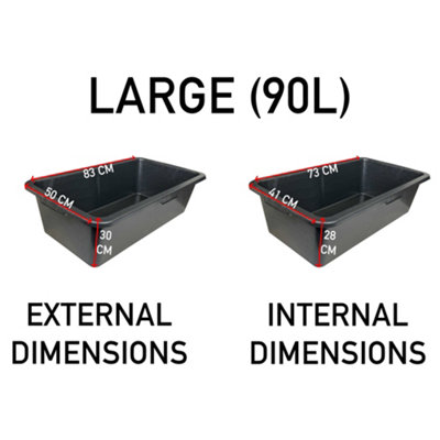 Unbranded 90 L Heavy-Duty PVC Mixing Tub, Durable Multiuse Construction ...