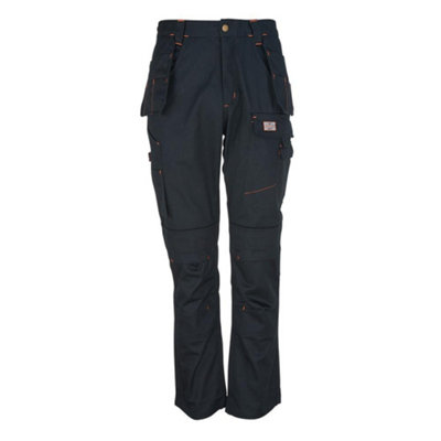 Unbreakable Eagle Pro black heavyweight multi pocket work trousers U220