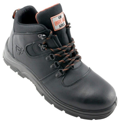 Unbreakable Force S1P steel toe/midsole black waxy leather safety work boot U111