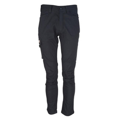 Unbreakable Reflex black stretch cotton multi-pocket work trouser