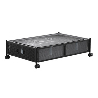 Under Bed Storage Carbon Steel Storage Organizer Basket with Wheels in Black - 6
