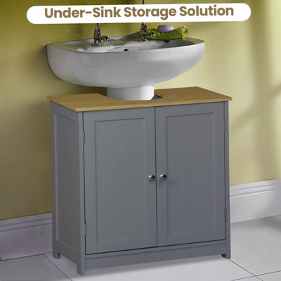 Bamboo bathroom sink deals cabinet