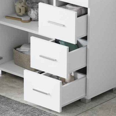 Under Sink Bathroom Cabinet, Storage Cabinet, with 3 Drawers, 2 ...