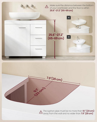 Under Sink Bathroom Cabinet, Storage Cabinet, with 3 Drawers, 2 ...