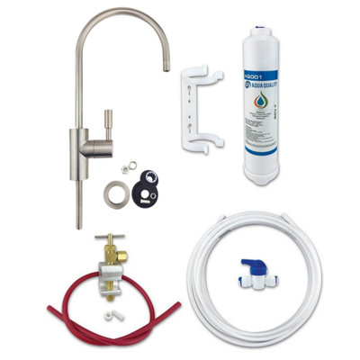 Under Sink Drinking Water Tap Filter Kit System Including Tap and Accessories with Brushed Nickel Tap