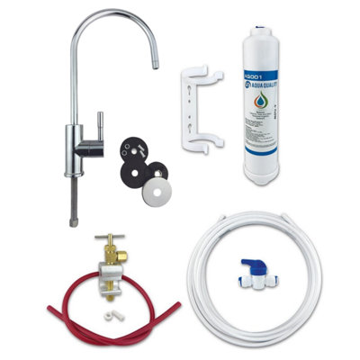 Under Sink Drinking Water Tap Filter Kit System Including Tap and Accessories with Chrome Tap
