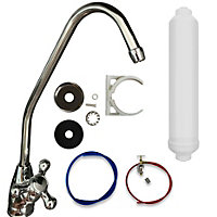 Under Sink Drinking Water Tap Filter Tap Kit System + Fixings + Chrome Tap