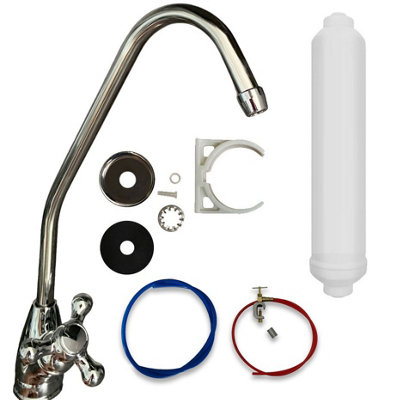 Under Sink Drinking Water Tap Filter Tap Kit System + Fixings + Chrome Tap