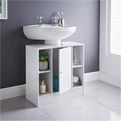 Under sink storage bathroom cabinets free standing white wooden ...