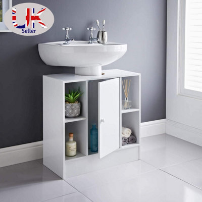Under sink storage bathroom cabinets free standing white wooden ...