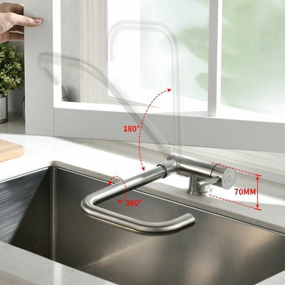 Under Window Pull Down Kitchen Faucet with 180 Foldable and 360 ...