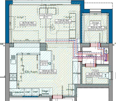 Underfloor Heating Water Pipe Layout Design CAD Service