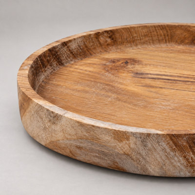 Underfoot 30cm Solid Teak Serving Bowl Natural Wooden Fruit & Display Bowl