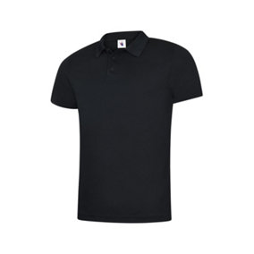 Uneek - Men's Super Cool Workwear Poloshirt - 100% Polyester Pique Breathable Fabric with Wickin - Black - Size 2XL