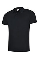 Uneek - Men's Super Cool Workwear Poloshirt - 100% Polyester Pique Breathable Fabric with Wickin - Black - Size XS