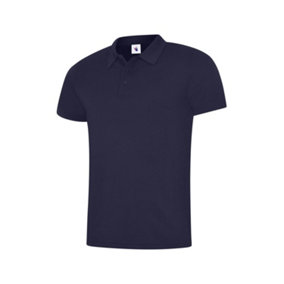 Uneek - Men's Super Cool Workwear Poloshirt - 100% Polyester Pique Breathable Fabric with Wickin - Navy - Size 2XL