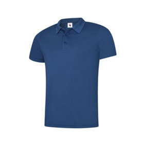 Uneek - Men's Super Cool Workwear Poloshirt - 100% Polyester Pique Breathable Fabric with Wickin - Royal - Size L