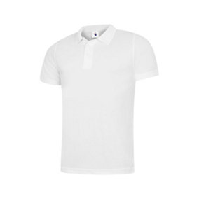 Uneek - Men's Super Cool Workwear Poloshirt - 100% Polyester Pique Breathable Fabric with Wickin - White - Size L