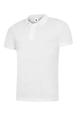 Uneek - Men's Super Cool Workwear Poloshirt - 100% Polyester Pique Breathable Fabric with Wickin - White - Size XS