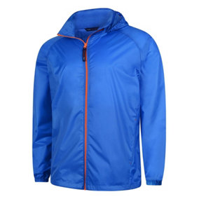 Uneek - Unisex Active Jacket - Superstrong Lightweight 100% Nylon Waterproof Coat - Oxford Blue/Orange - Size 2XL