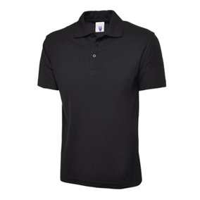 Uneek - Unisex Active Poloshirt - 50% Polyester 50% Cotton - Black - Size L