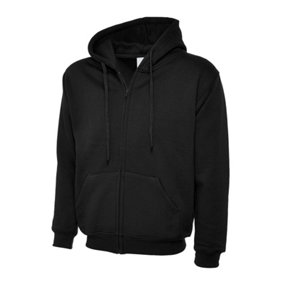 Uneek - Unisex Adults Classic Full Zip Hooded Sweatshirt/Jumper - 50% Polyester 50% Cotton - Black - Size 2XL