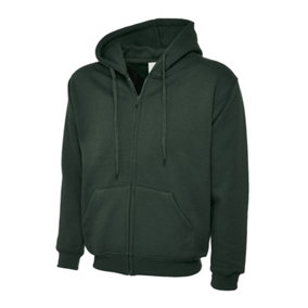 Uneek - Unisex Adults Classic Full Zip Hooded Sweatshirt/Jumper - 50% Polyester 50% Cotton - Bottle Green - Size 2XL