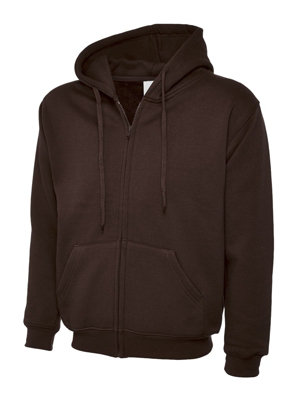 Uneek - Unisex Adults Classic Full Zip Hooded Sweatshirt/Jumper - 50% Polyester 50% Cotton - Brown - Size 3XL