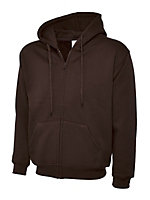 Uneek - Unisex Adults Classic Full Zip Hooded Sweatshirt/Jumper - 50% Polyester 50% Cotton - Brown - Size XS