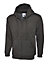 Uneek - Unisex Adults Classic Full Zip Hooded Sweatshirt/Jumper - 50% Polyester 50% Cotton - Charcoal - Size L