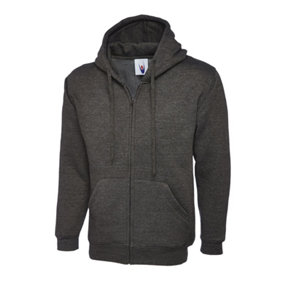 Uneek - Unisex Adults Classic Full Zip Hooded Sweatshirt/Jumper - 50% Polyester 50% Cotton - Charcoal - Size L