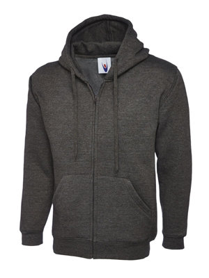 Uneek - Unisex Adults Classic Full Zip Hooded Sweatshirt/Jumper - 50% Polyester 50% Cotton - Charcoal - Size XL