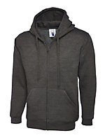 Uneek - Unisex Adults Classic Full Zip Hooded Sweatshirt/Jumper - 50% Polyester 50% Cotton - Charcoal - Size XS