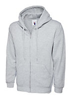 Uneek - Unisex Adults Classic Full Zip Hooded Sweatshirt/Jumper - 50% Polyester 50% Cotton - Heather Grey - Size XS