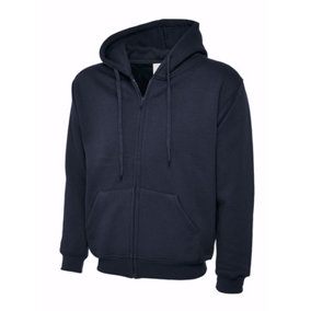 Uneek - Unisex Adults Classic Full Zip Hooded Sweatshirt/Jumper - 50% Polyester 50% Cotton - Navy - Size 2XL