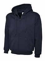 Uneek - Unisex Adults Classic Full Zip Hooded Sweatshirt/Jumper - 50% Polyester 50% Cotton - Navy - Size L